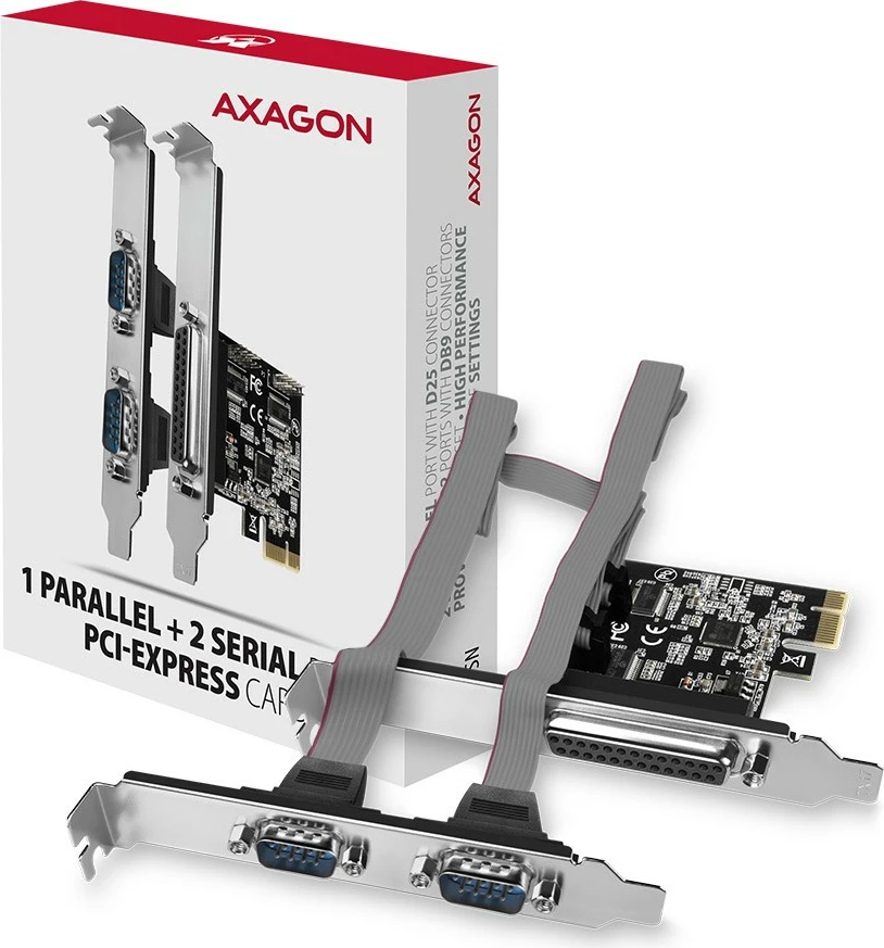 Razširitvena karta AXAGON PCEA-PSN, 1x LPT, 2x RS-232, PCIe, komplet za standardni in nizkoprofilni nosilec