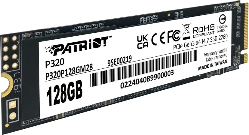 SSD Patriot Memory P320, 128 GB, M.2, PCI Express 3.0, NVMe, črn