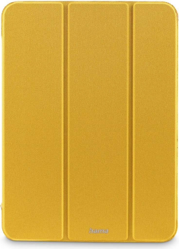 Ovitek folio za iPad 10,9" (10. gen. 2022), Hama Terra 217252, preklop z magnetom vklop/izklop, stojalo v 2 položajih, recikliran poliester, prozoren zadnji del, rumen