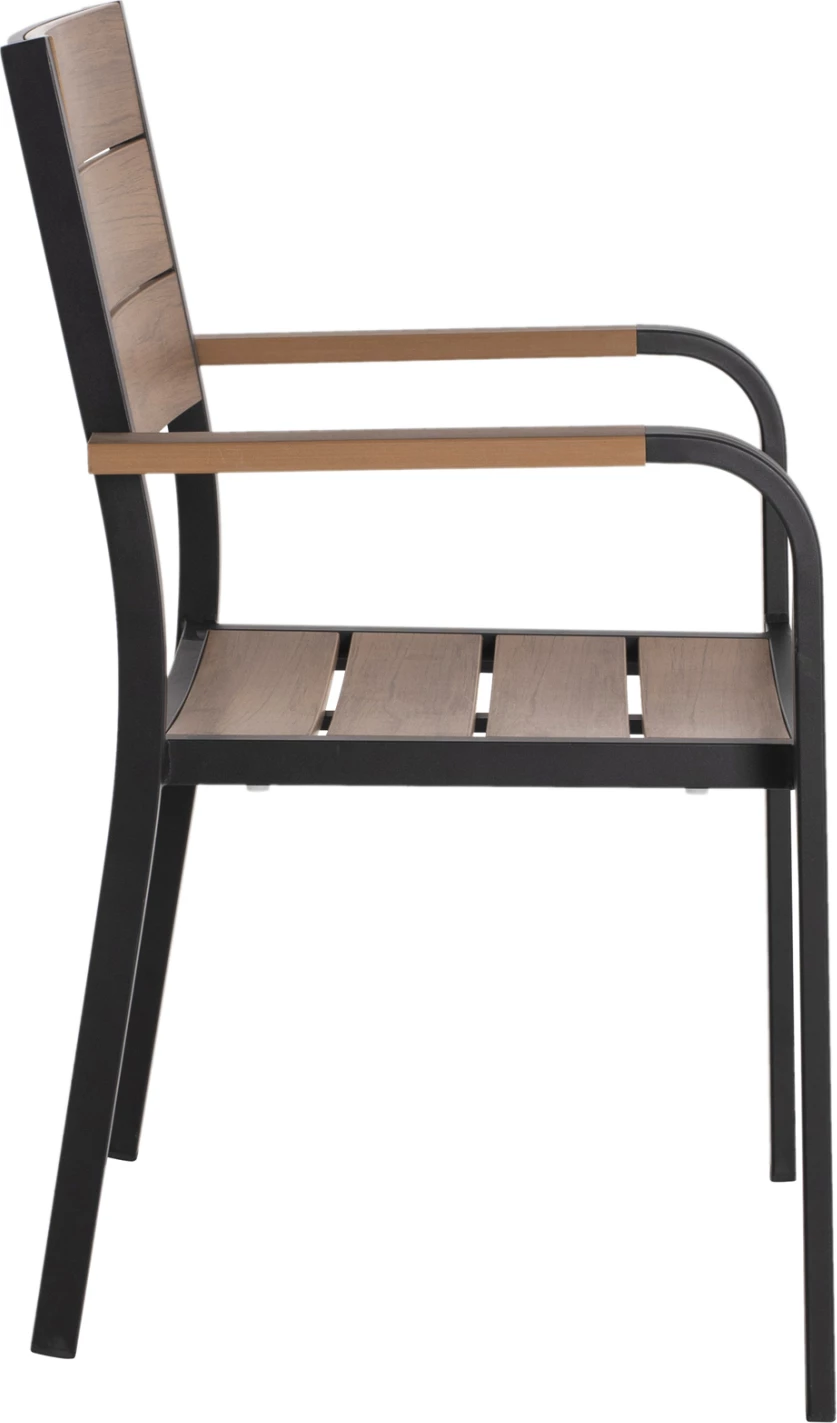 Aluminijasti naslanjač SAGA FH5127.03 črn s sedežem in naslonjalom iz polilesa 56x55x85,5Hcm
