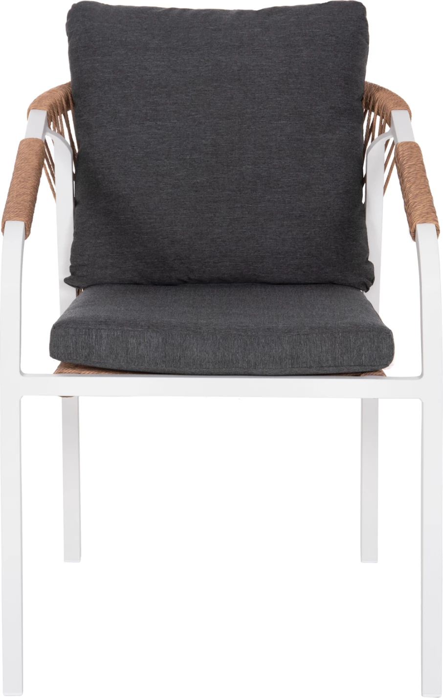 Fotelj MAERLY FH6051.01 bel aluminij-antracit blazine-P.E. ratan v svetlo rjavi barvi 55,5x62,5x85Hcm