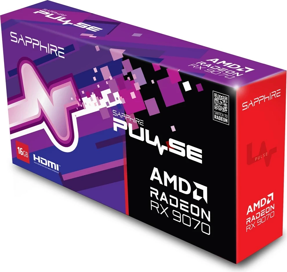Grafična kartica PULSE Radeon RX 9070, 16 GB GDDR6, črna