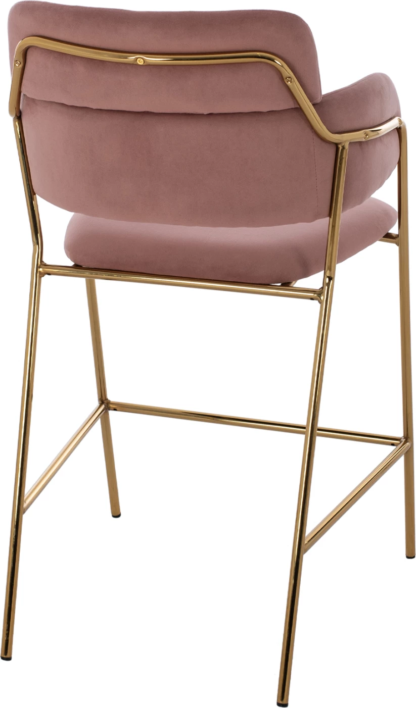 Srednje visok stol FH8735.02 iz žametne tkanine v barvi prašno roza z zlato obrobo 54x58x95Y cm, set 2 kosov