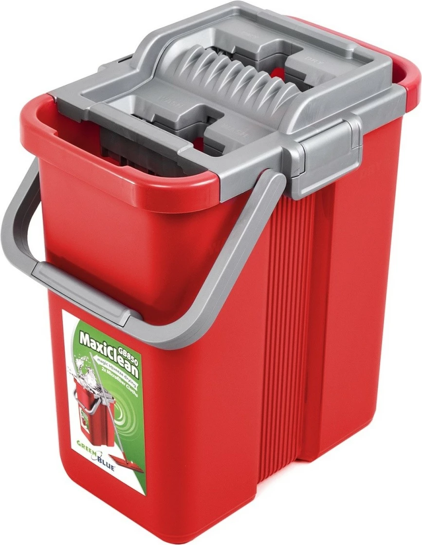 Mop raven GreenBlue MaxiClean GB850 z vedrom in ožemalnikom, rdeč