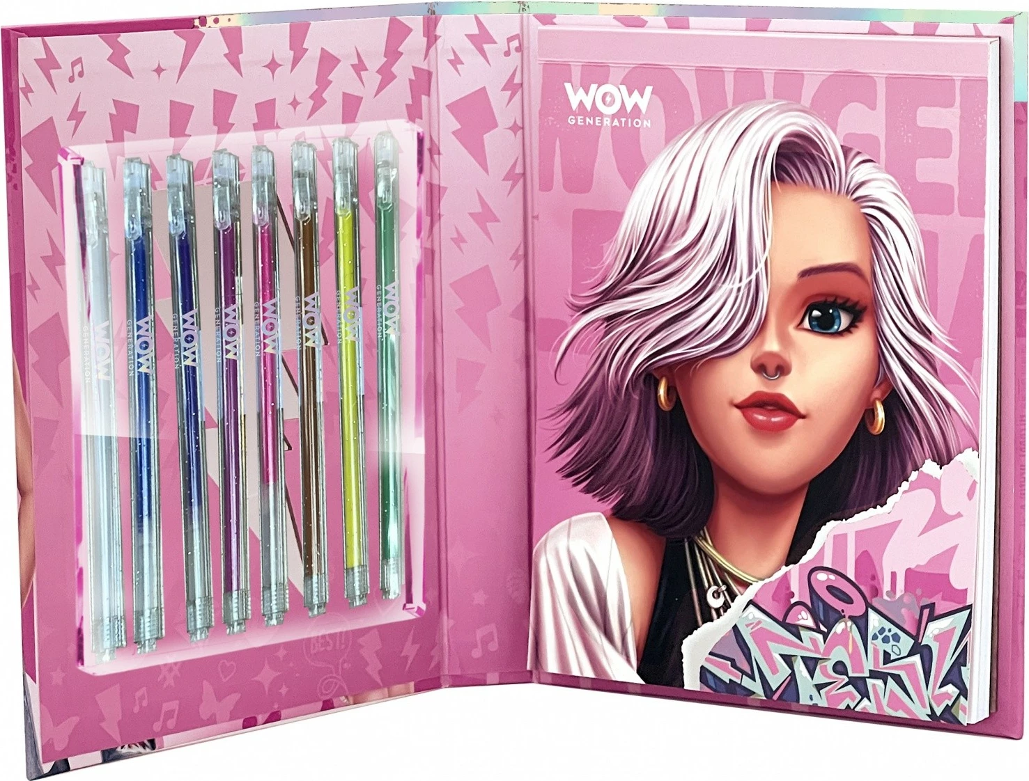 Kreativni set z zvezkom in 8 kemičnimi svinčniki v metalik barvah, Kids Euroswan WOW00143