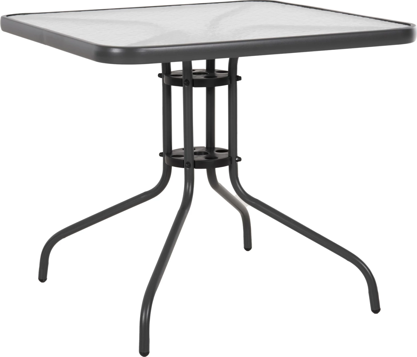 Zunanji miza kvadratna FIGO FH5972.01 siva kovinsko-steklena plošča 80Χ80Χ71Hcm