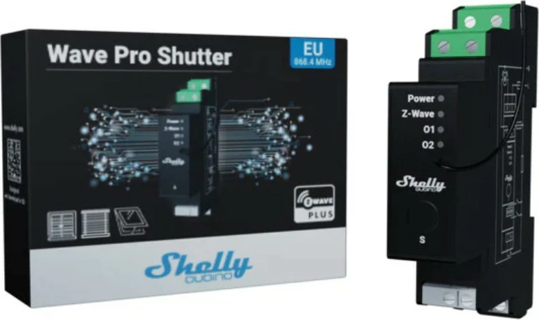 Pametno stikalo za rolete Shelly Wave Pro Shutter, Z-Wave, 16A, črno