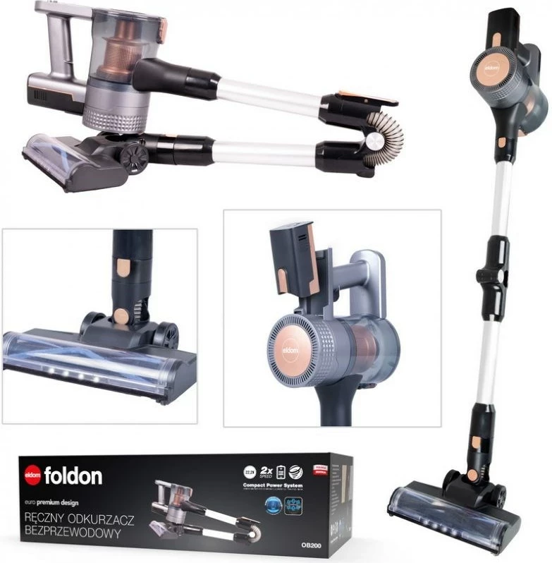 Sesalnik brez kabla z električno ščetko ELDOM OB90, črn