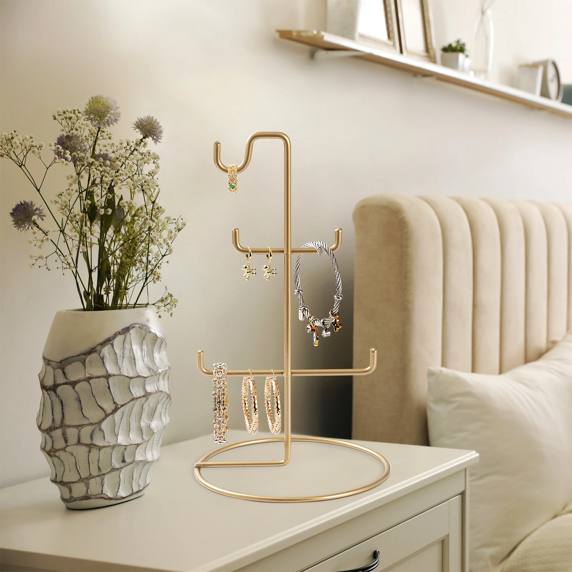 Stojalo za organizacijo nakita, zlata barva, Aberto Design TK-003