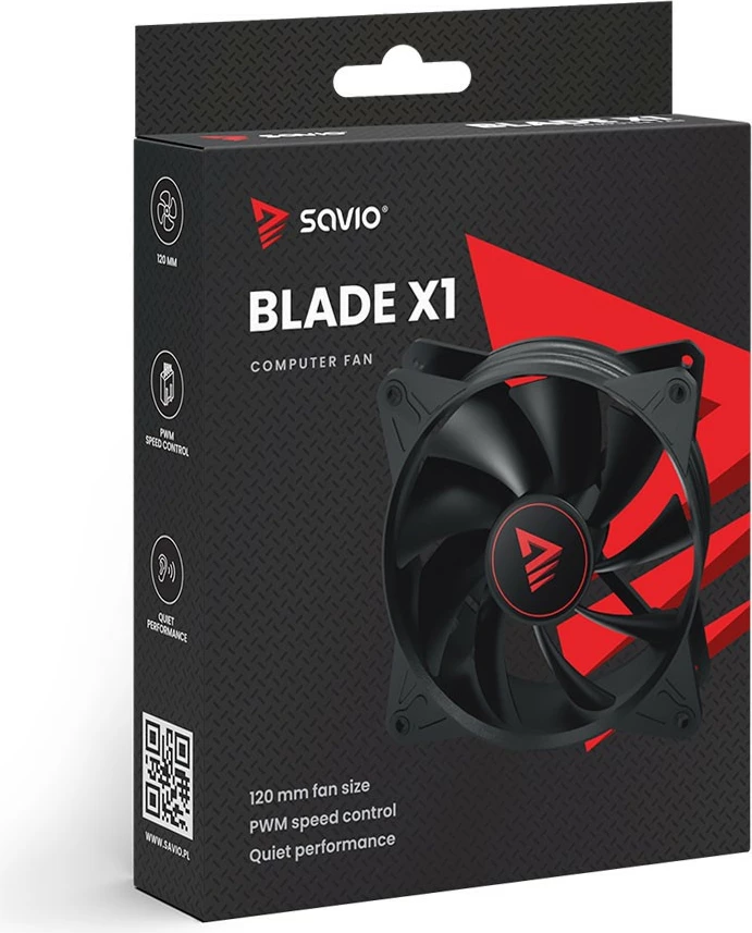 Ventilator za ohišje Savio BLADE X1, 120 mm, 4-pin PWM, črn