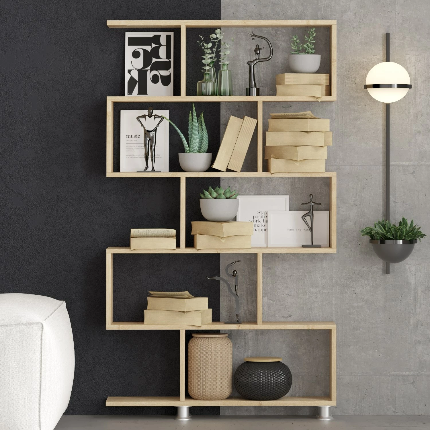 Polica za knjige, Hanah Home Nilüfer, hrast