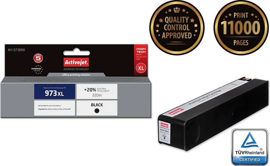 Zamenjalna črnila Activejet AH-973BRX za HP 973XL L0S07AE, 220 ml, črno