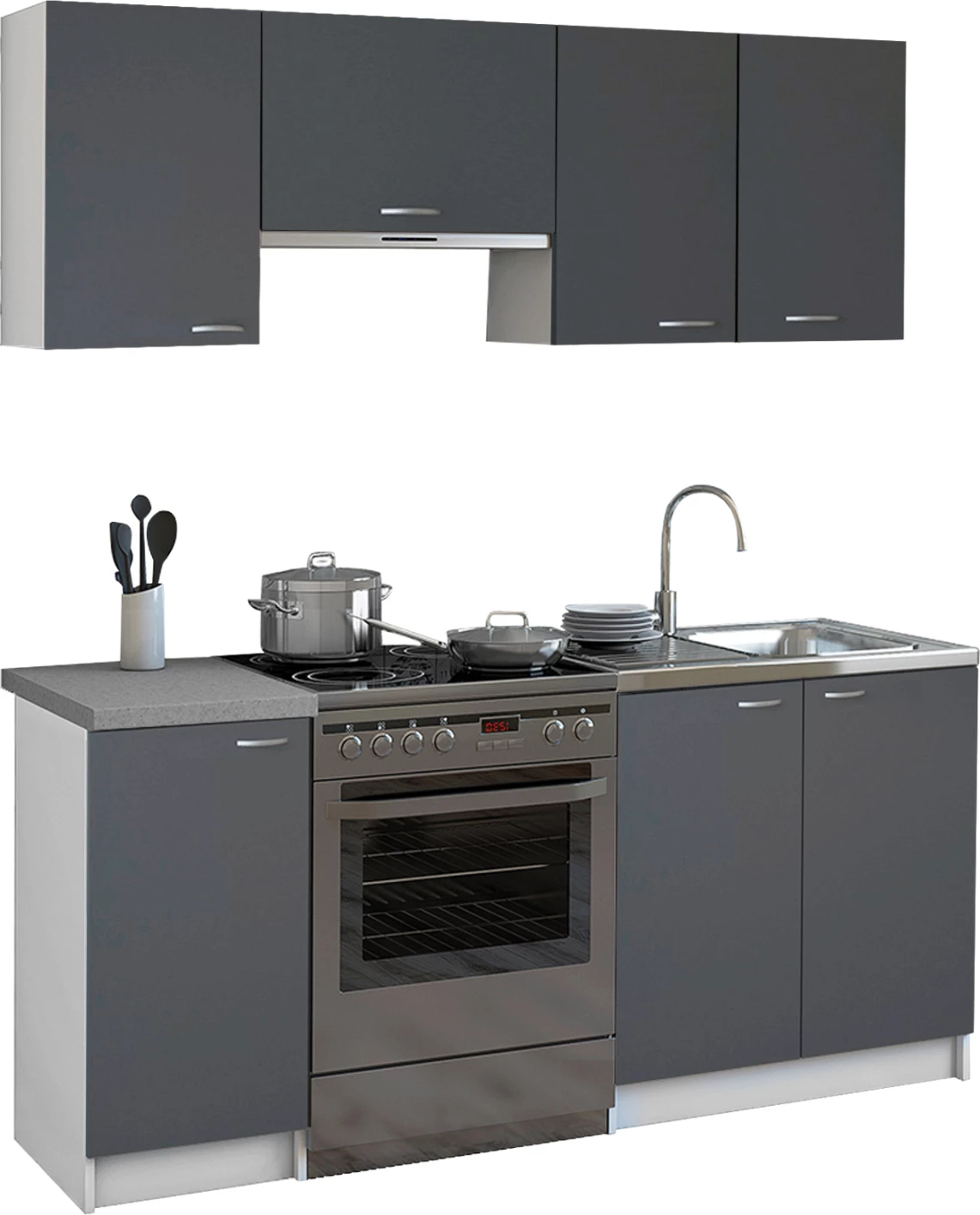 Kuhinjska enota Maurice iz melamina temno sive-bela 180x29,2-46 cm