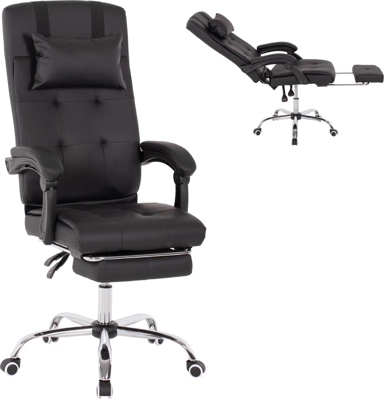 Izvršni pisarniški stol FH1057.11 črn z zložljivim naslonom za noge 58x71x128Hcm