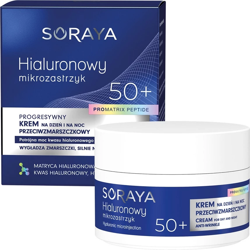Krema proti gubam za ženske Soraya Hyaluronic Micro-Needle Progressive 50+, 50 ml