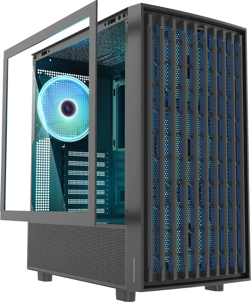Ohišje MODECOM Breeze ARGB FLOW Midi, ATX, kaljeno steklo, črno