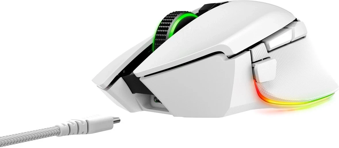 Ergonomski igralni miš Razer Basilisk V3 Pro, RGB, brezžična, bela