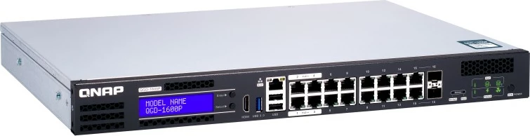 Strežniški stikalo QNAP QGD-1600P-4G, 16+4 priključki, PoE, rackmount