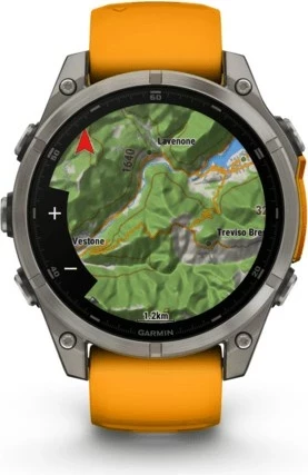 Pametna športna ura fenix 8, 47 mm, 32 GB, AMOLED, GPS, oranžen pašček - Garmin
