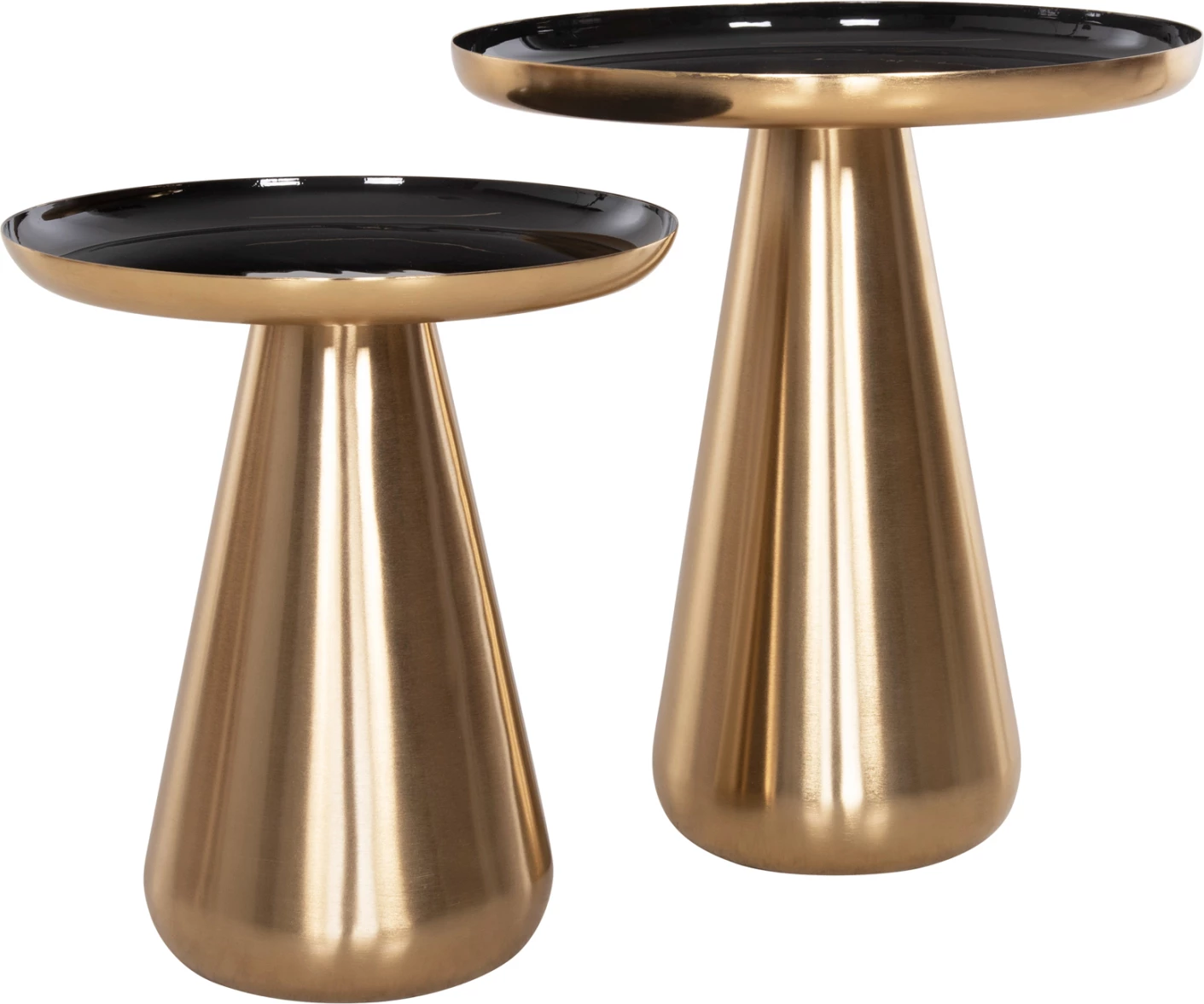 Klubske mizice 2 kosa OLUF emajliran kovina-sijaj zlata in črna Φ50 & Φ41 cm