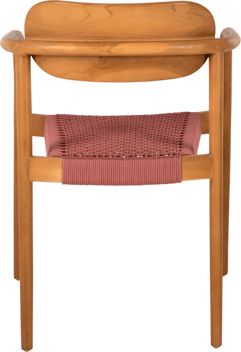 Fotelj OSLO FH9636.06 iz tikovine v naravni barvi in roza vrvi 55x54x80Hcm