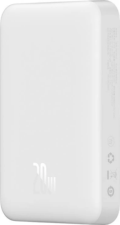 Prenosna baterija 10000 mAh Baseus Magnetic Mini, USB-C 20W, MagSafe, bela