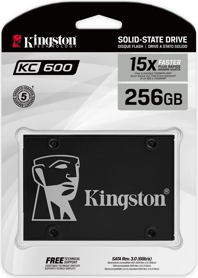 SSD 2,5", 256 GB, Serial ATA III, 3D TLC, črn Kingston KC600