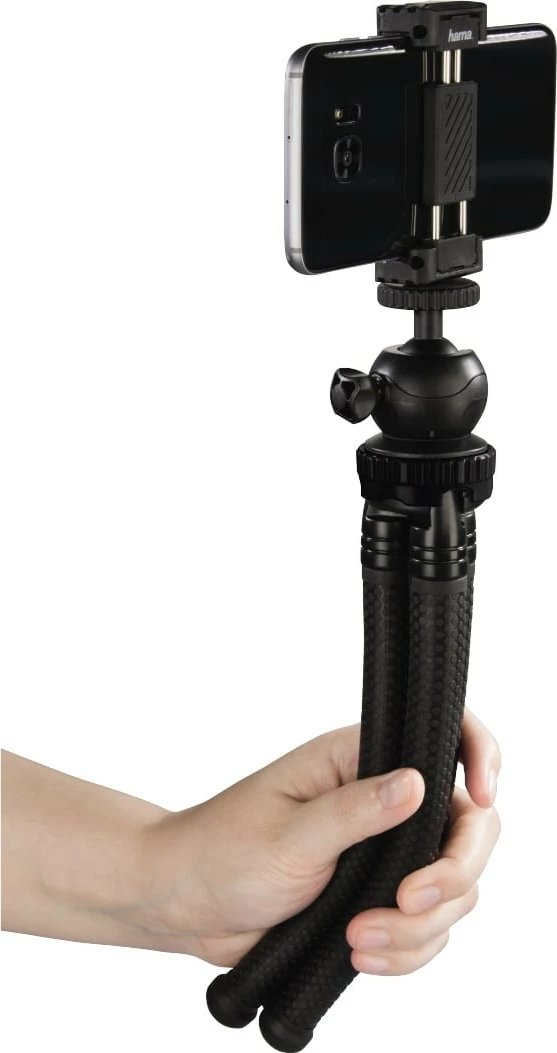 Mini stojalo 3-v-1, 27 cm, sferična glava, 1/4" navoj, za pametni telefon in GoPro — Hama FlexPro, MPN 4605, črno