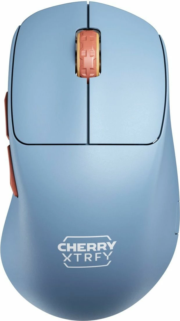 Brezžična igralna miška CHERRY XTRFY M64 Wireless, 26000 DPI, modra, rjava, turkizna