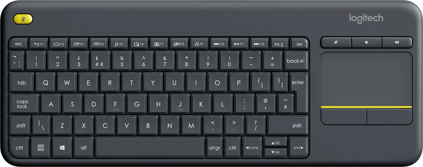 Brezžična tipkovnica Logitech K400 Plus, polne velikosti, QWERTZ, sledilna ploščica, črna