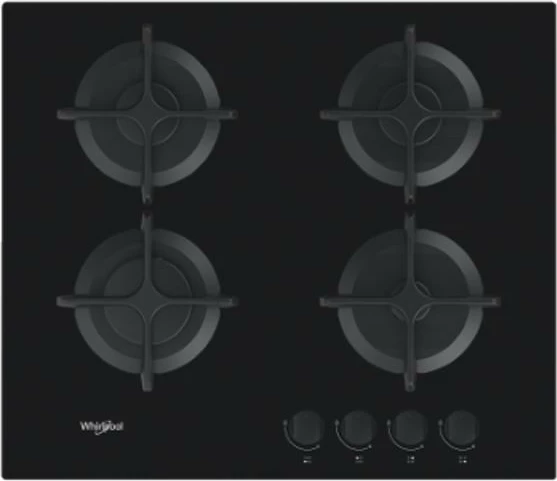 Plinska kuhalna plošča, Whirlpool AKT616NB, 4 gorilniki, steklo, črna