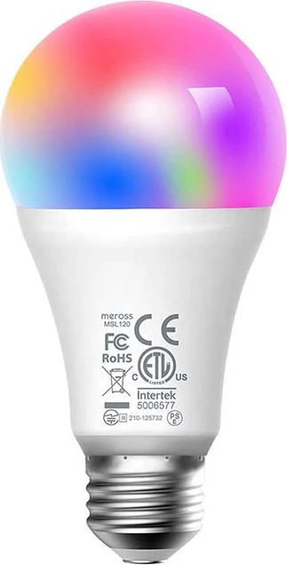 Pametna LED žarnica E27, RGBW, Wi‑Fi, 810 lm, Meross MSL120, za pametni dom