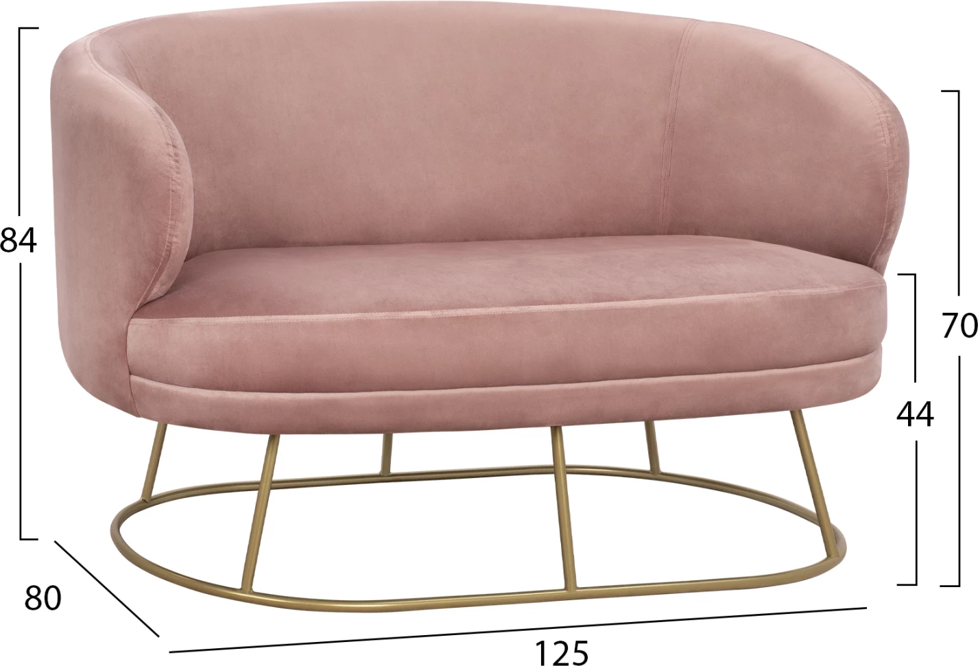 Dnevna soba komplet v prašno roza žametu z zlato osnovo FH11051.02