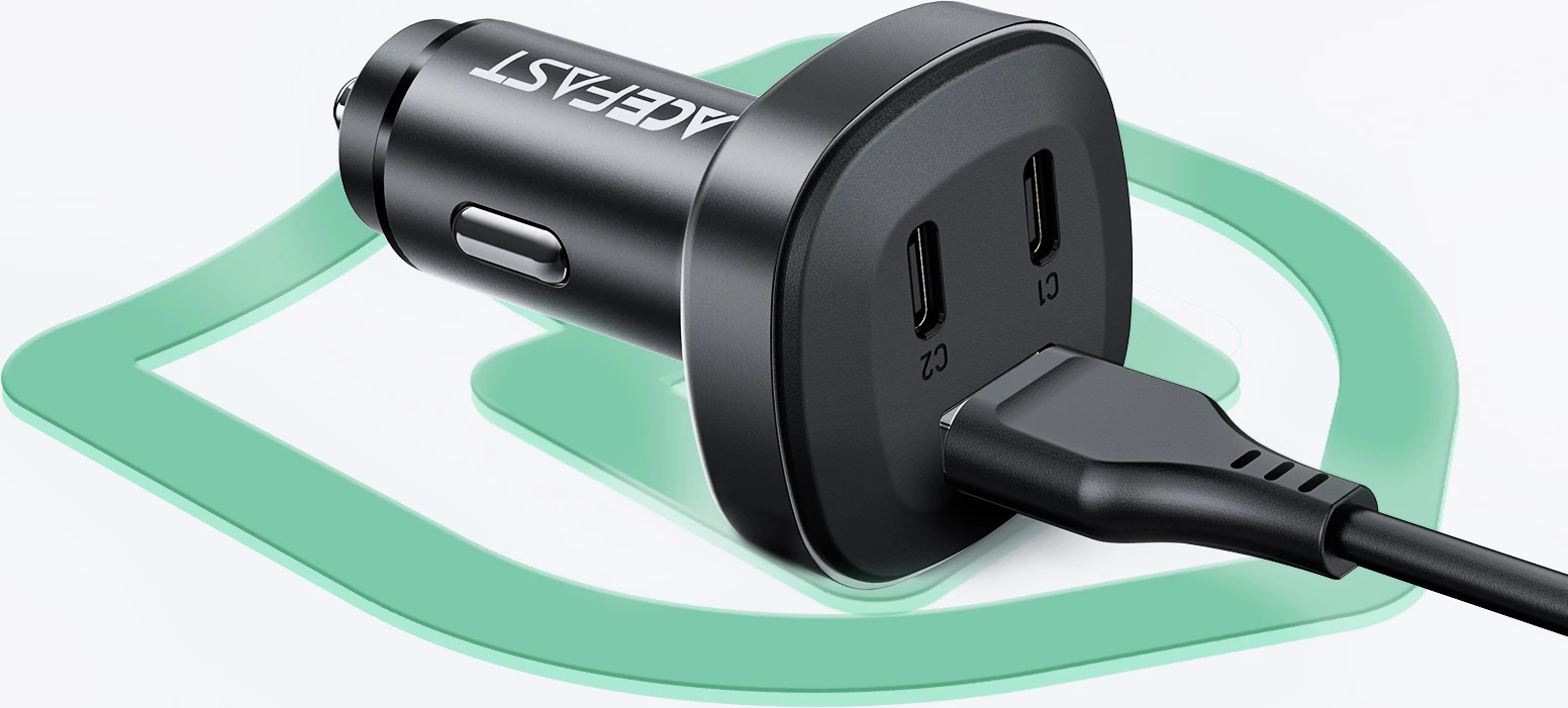 Polnilec za avto Acefast B3, 66 W, 2x USB Type-C / USB, črn