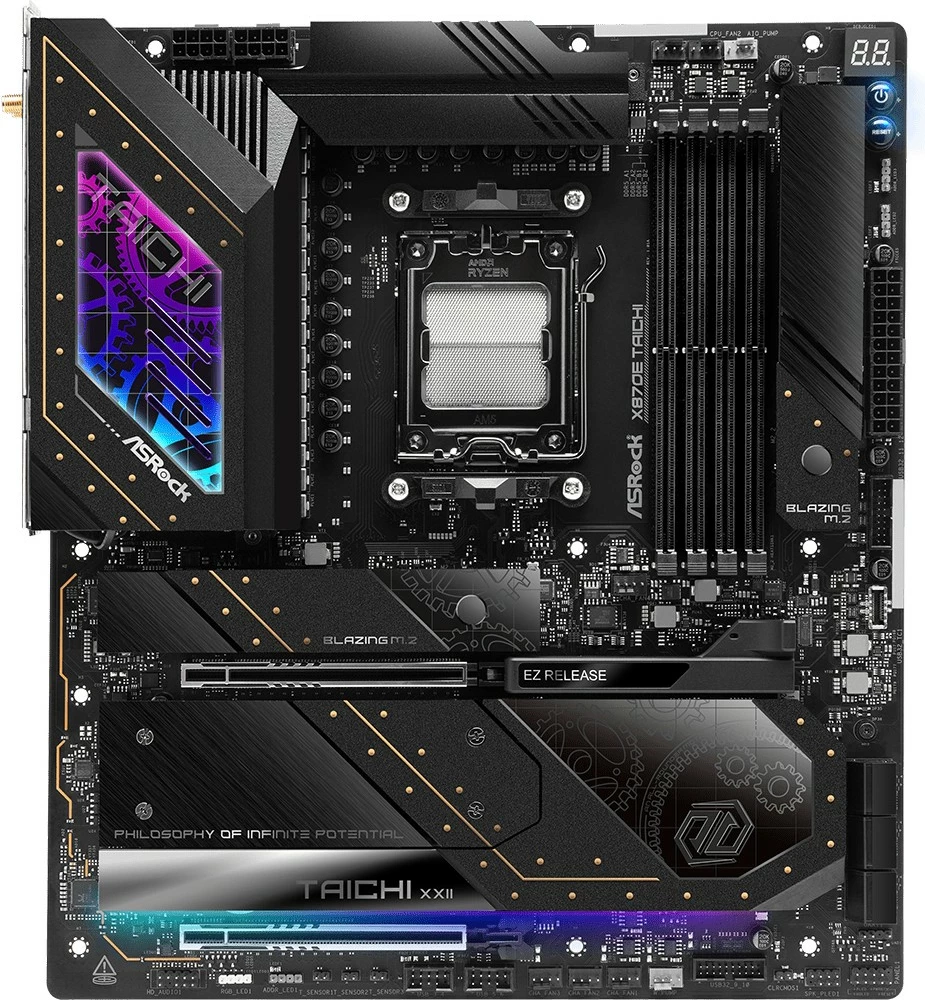 Matična plošča ASRock X870E Taichi, AMD, Socket AM5, DDR5-SDRAM, 256 GB, črna