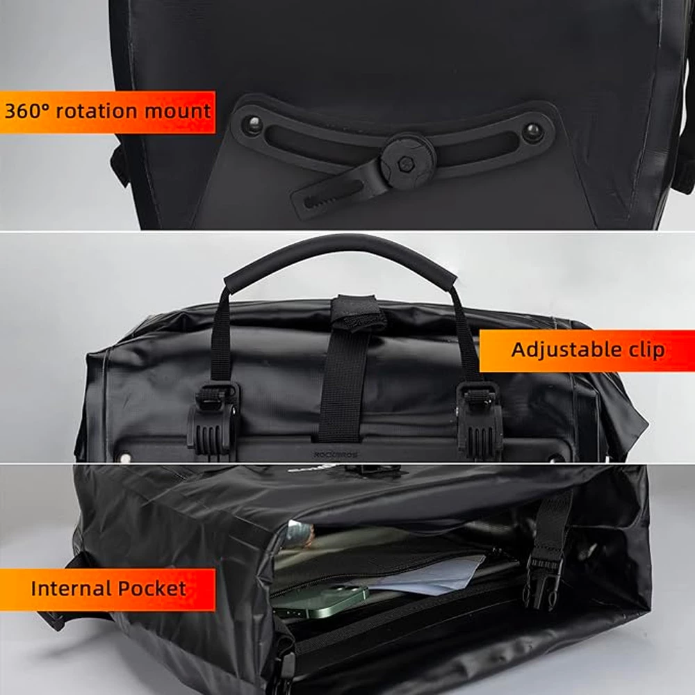 Torba za prtljažnik za kolo Rockbros 30140022001, 25–32 L, črna