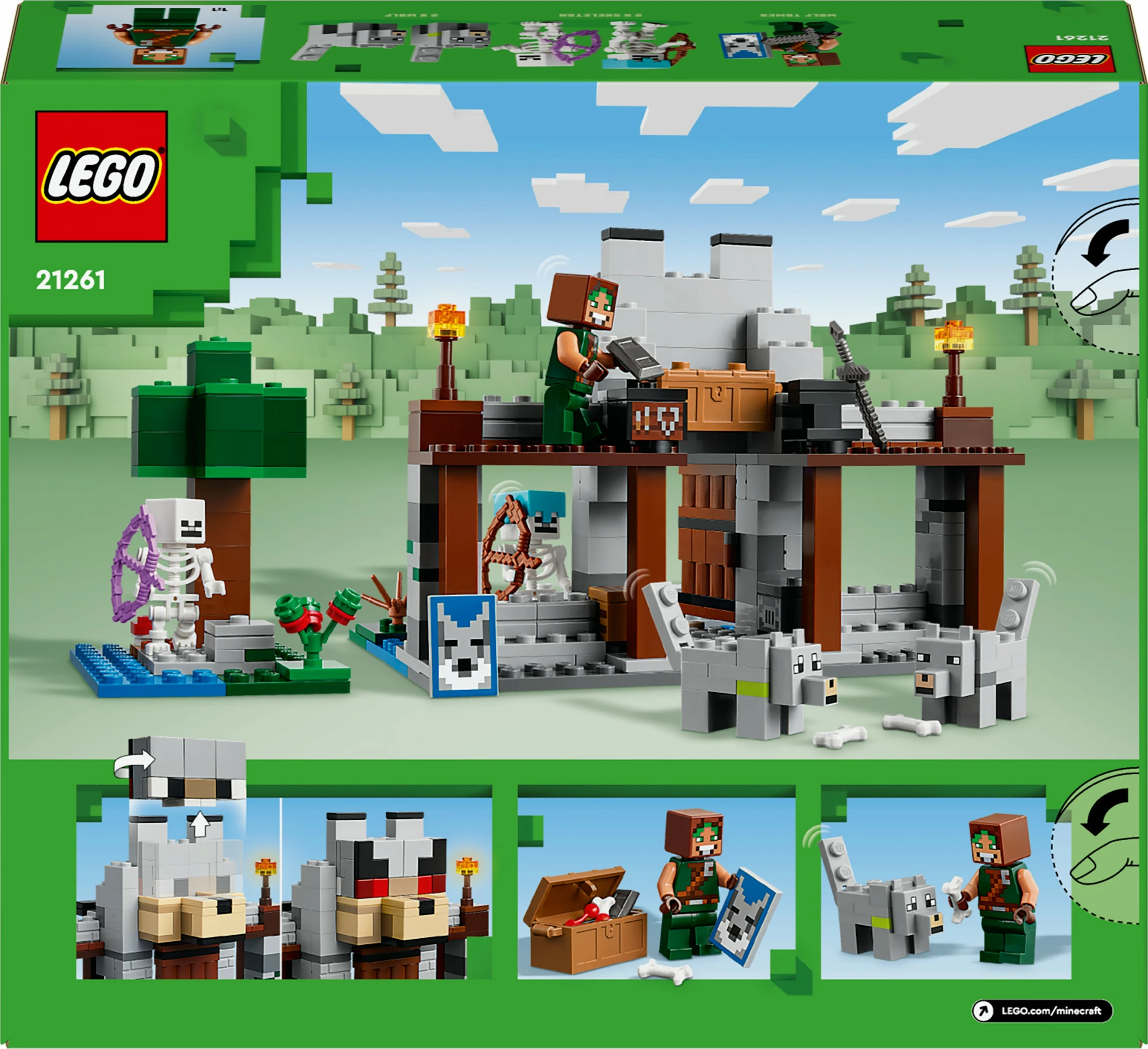 Set za gradnjo LEGO Minecraft Die Wolfsfestung 21261, večbarven