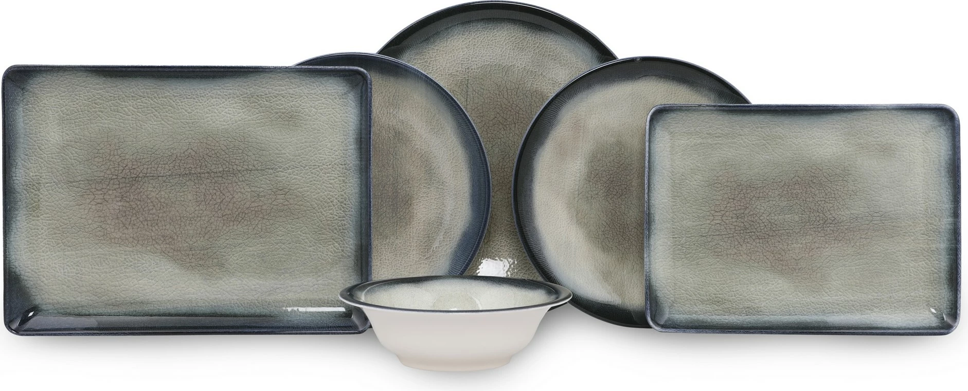 Komplet jedilnega posoda iz porcelana, 26-delni, Hermia BNTS26YS890233, temno moder in rjav