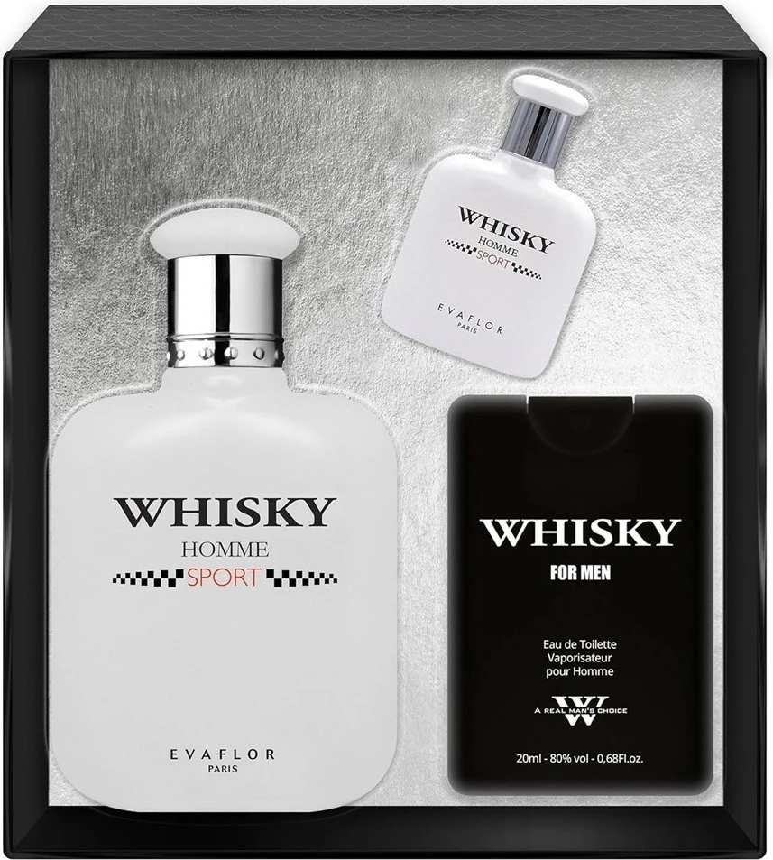 Set Eau de Toilette za moške Whisky Homme Sport Evaflor 100 ml + 10 ml + 20 ml