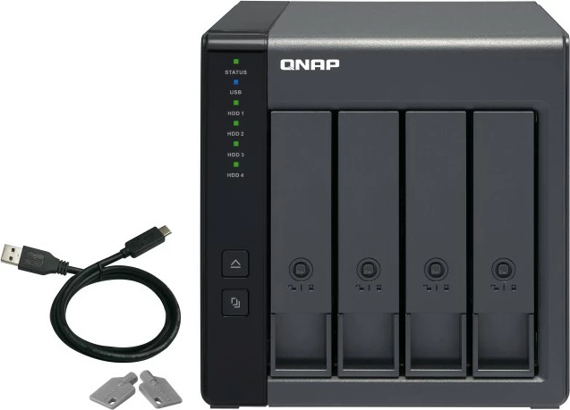 Zunanja enota za diske QNAP TR-004, HDD/SSD, 2,5/3,5", Serial ATA II, 3 Gbit/s, hot-swap, črna