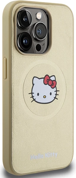 Ovitek z motivom Hello Kitty, umetno usnje, MagSafe za iPhone 13 Pro Max, zlata
