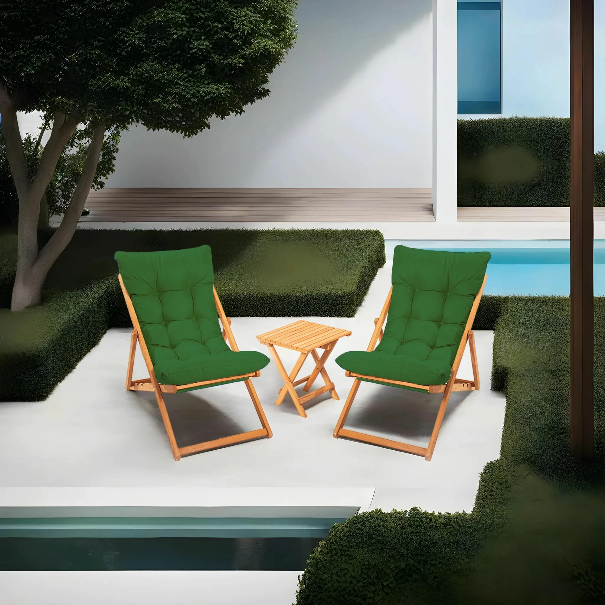 Set vrtne mize s stoli, 3-delni, Hanah Home My005, zelena barva