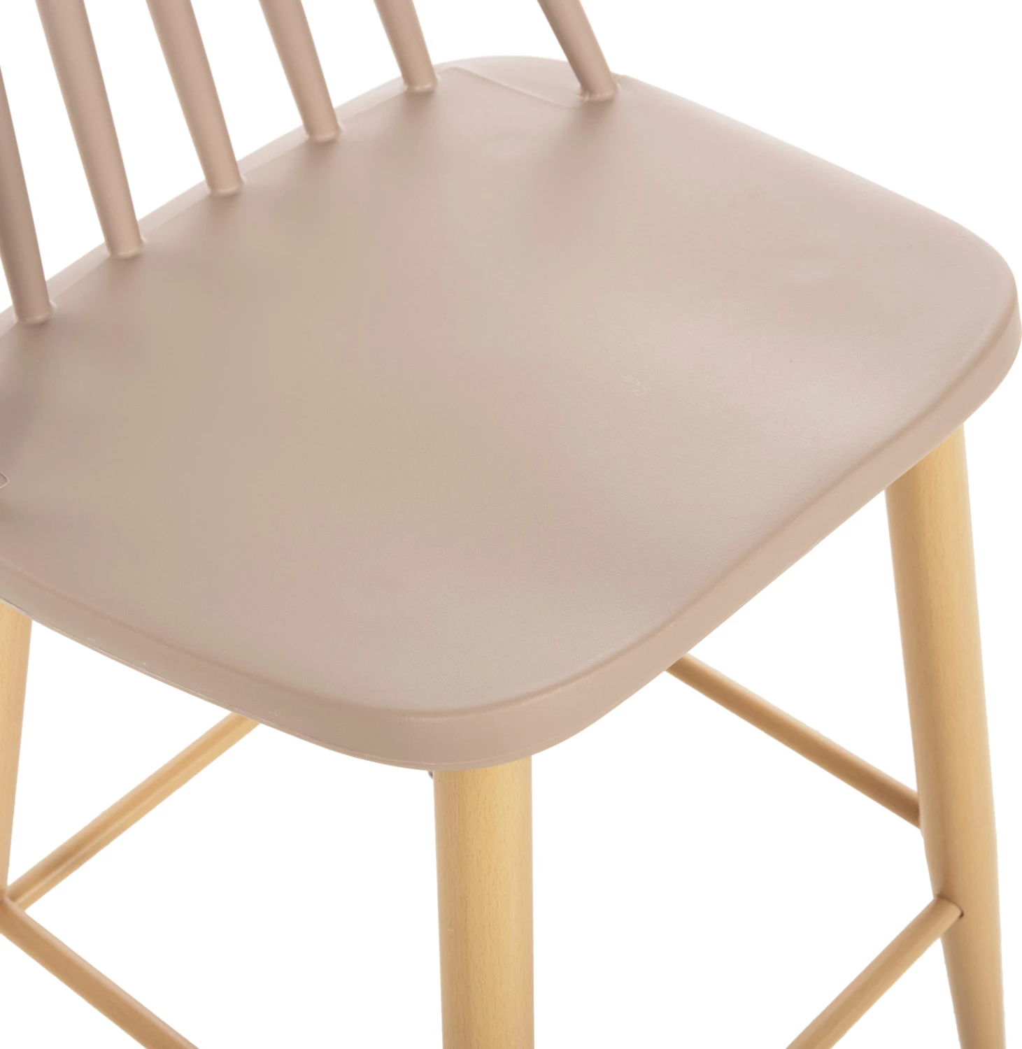 Barski stol srednje višine VANESSA FH9300.25 kapučino PP & kovinske noge v barvi lesa 45,5x46x97Hcm, set 2 kosov