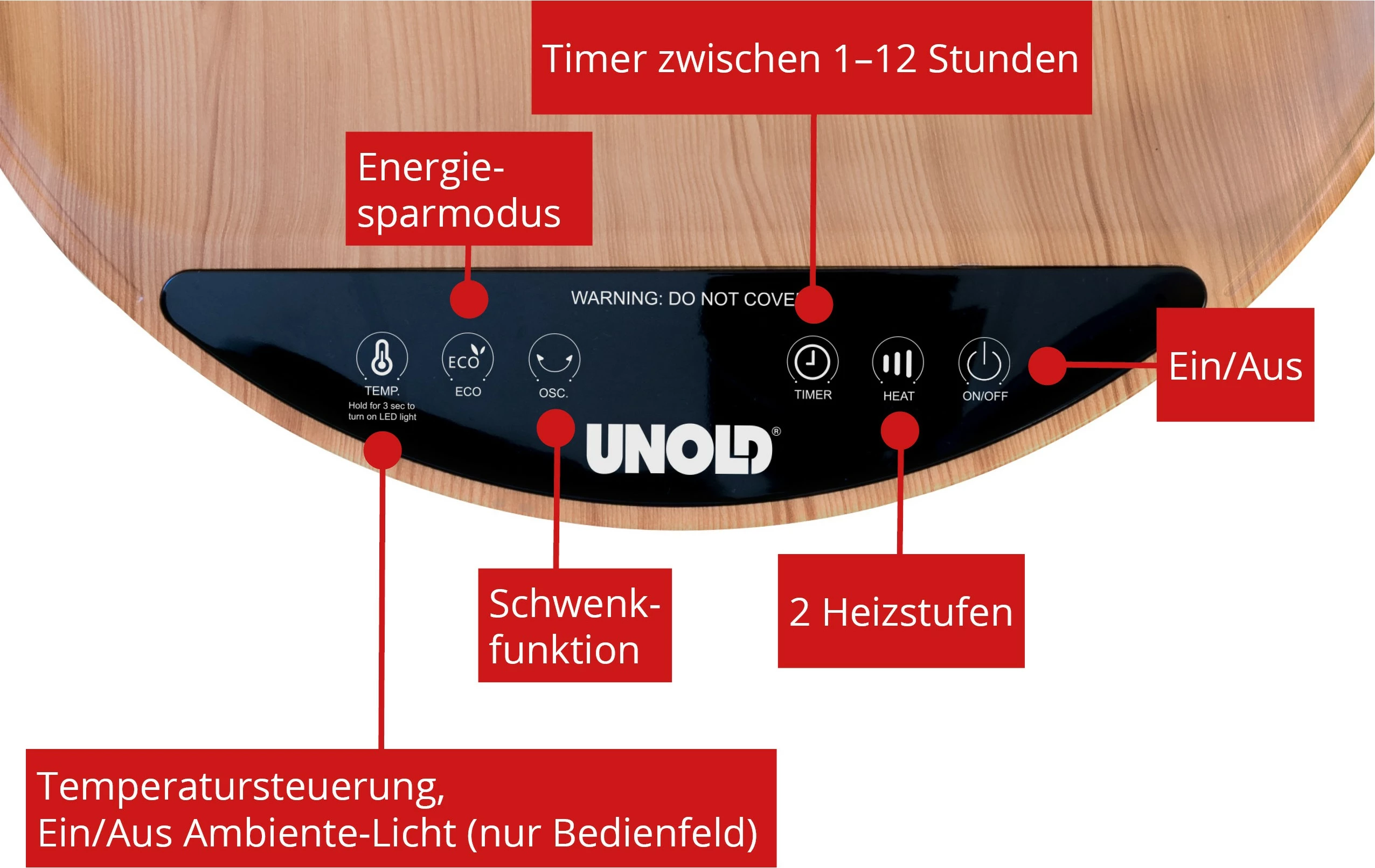 Keramični električni grelec UNOLD 86545, 1,2 m, črn