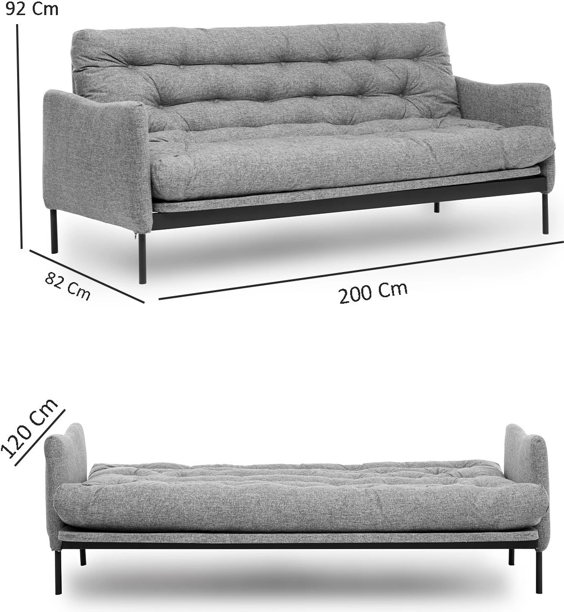 3-sedežni raztegljiv kavč Atelier del Sofa, temno siv