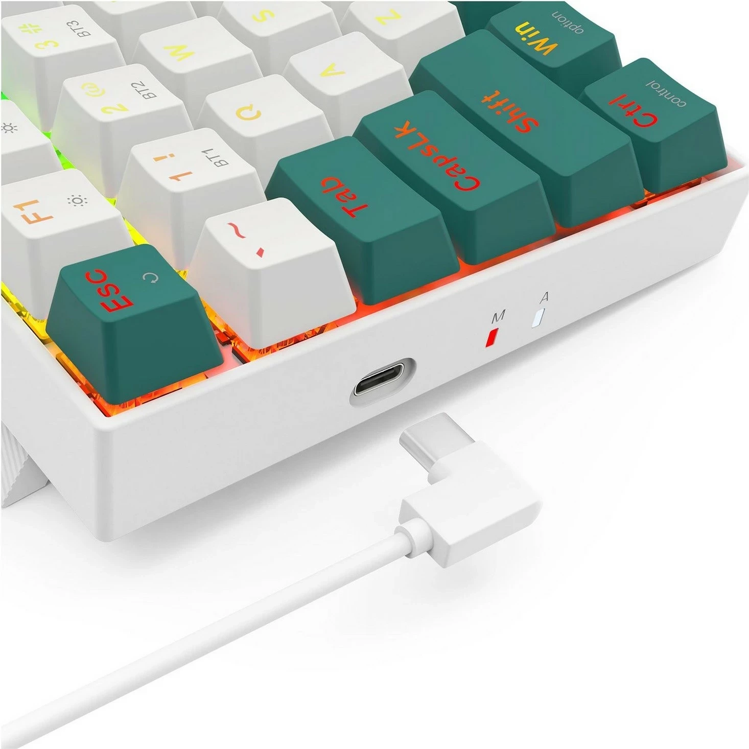 Mehanska brezžična tipkovnica, RGB, Redragon K678WG-RGB-PRO Singed, bela-zelena