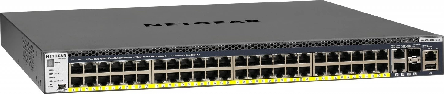 Upravljen stikalo 48xGE PoE+ Netgear GSM4352PA-100NES, 2x10GE, 2xSFP+, Rack