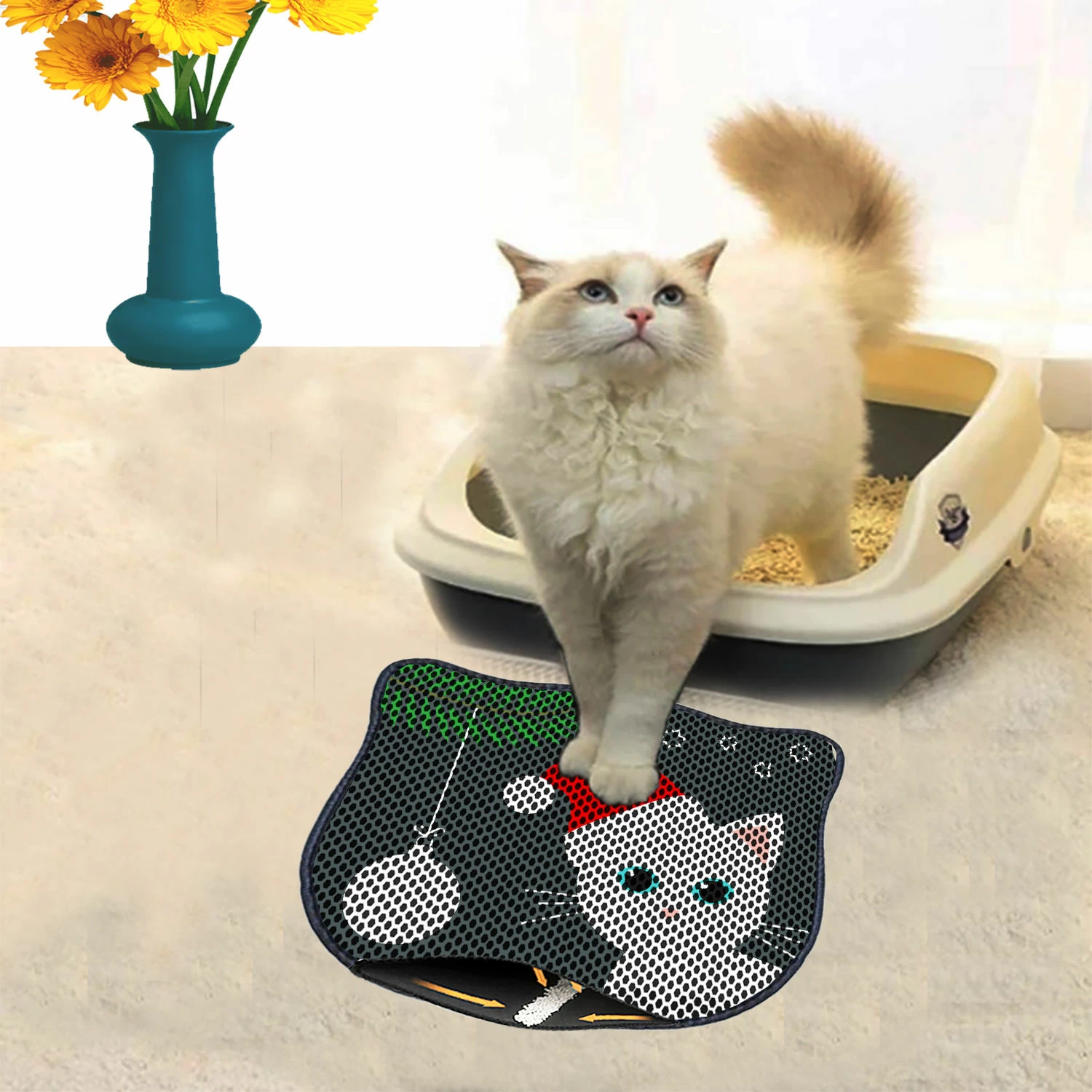 Preproga za mačji pesek, 40x50 cm, večbarvna, Paws & Whiskers Kdkafa0185