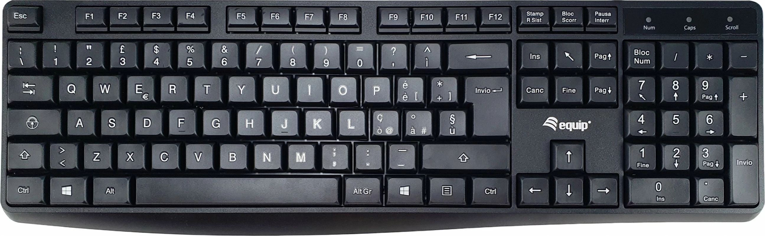 Polna tipkovnica EQUIP 245213, USB, QWERTY italijanščina, črna