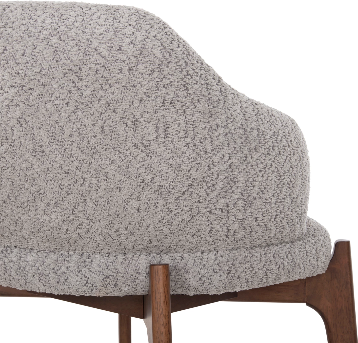 Jedilni stol ABAI FH9971.03 iz kavčukovca v barvi oreha - boucle tkanina v svetlo sivi barvi 65x63x79Hcm, set 2 kosov